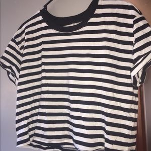 black and white striped crop top